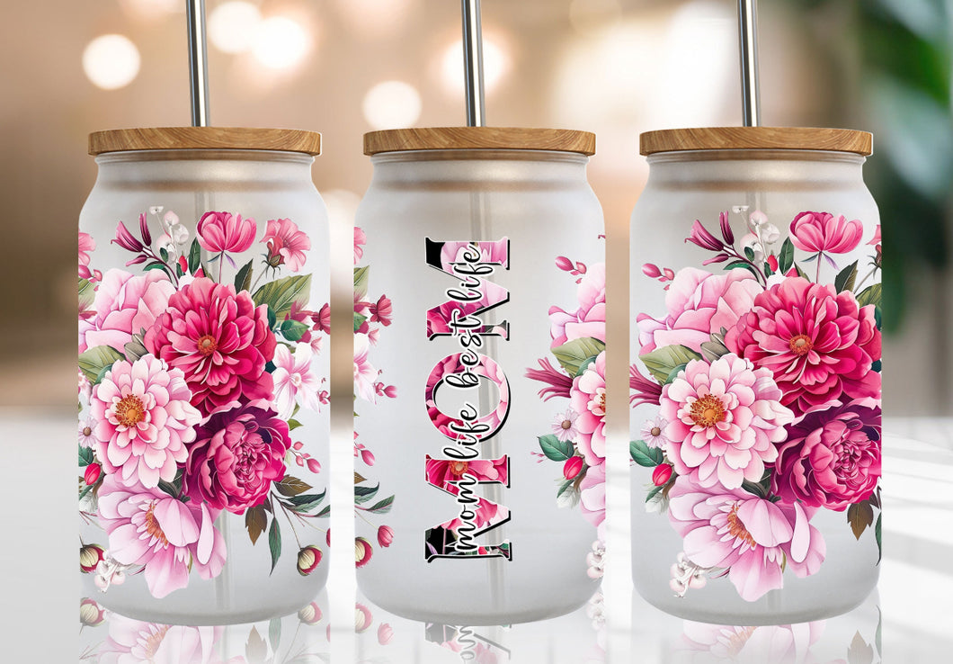 Mothers Day Glass Jar with Lid (Dark/Light Pink)