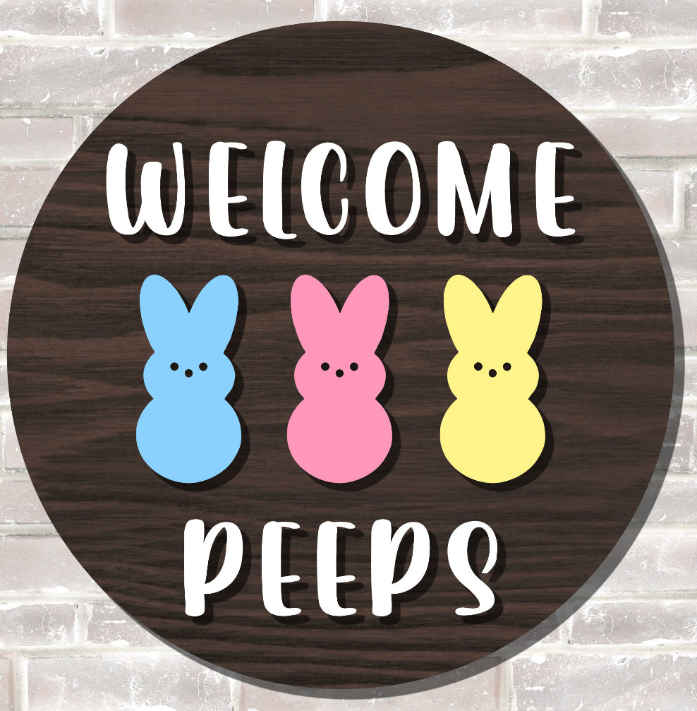 Welcome Peeps Door Hanger