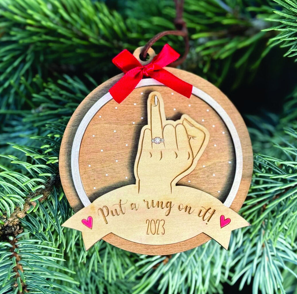 Put a ring on it- engagement ornament