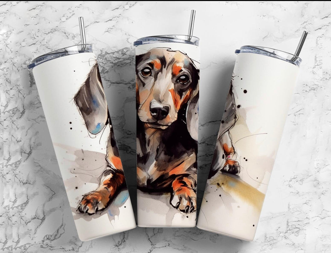 Dachshund Tumbler- Black/Tan