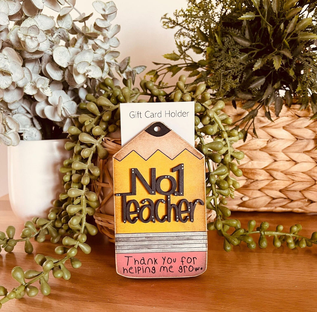 No 1 Teacher gift card holder