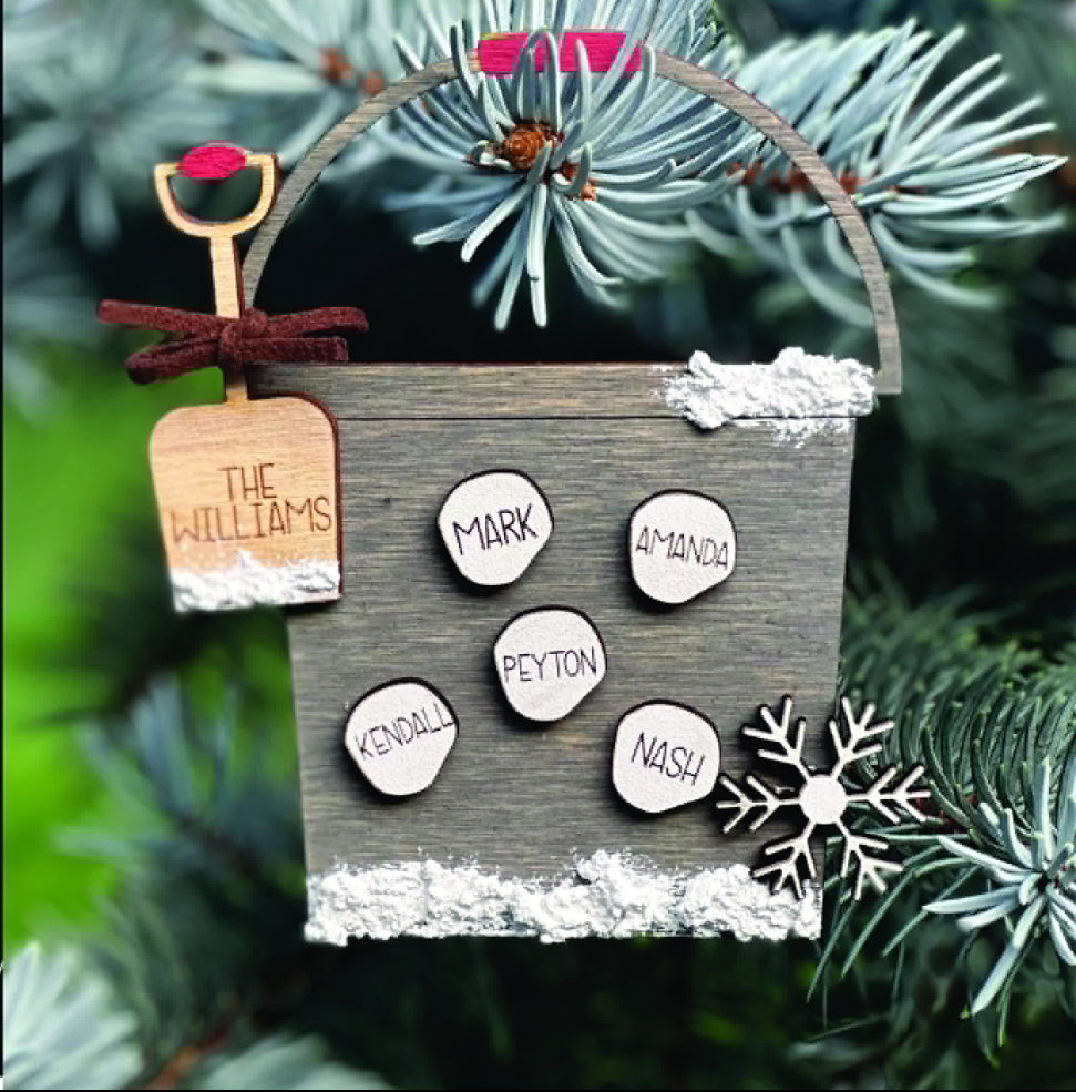 Personalized Snow Pail Family Ornament