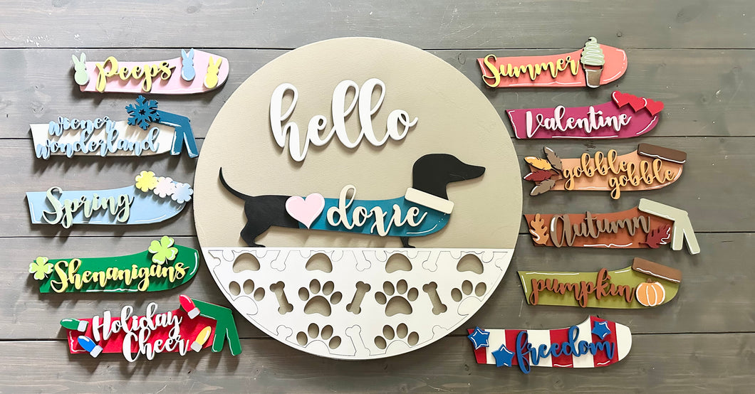 Dachshund Door Hanger with 12 interchangeable bodies