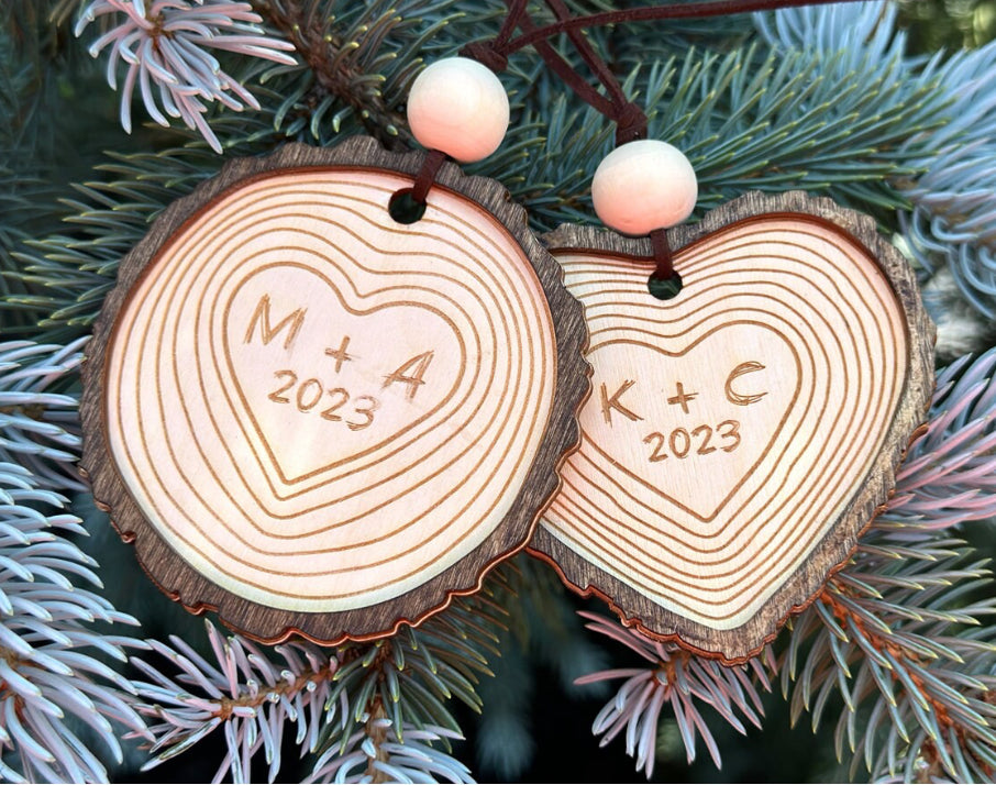 Initials on the tree- couple ornament