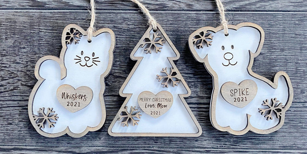 Personalized Dog/Cat/Tree Family Ornament