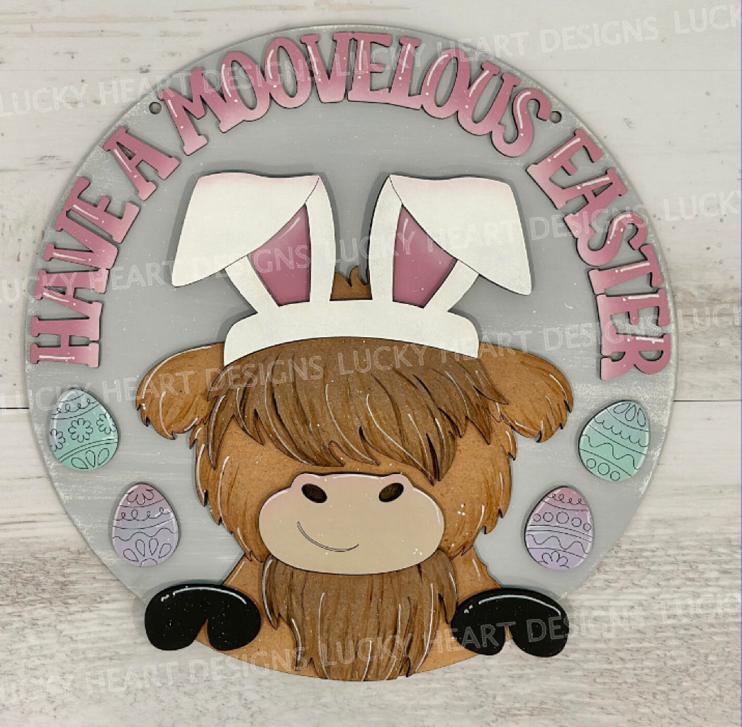 Have a moovelous Easter Door Hanger- Highland Cow