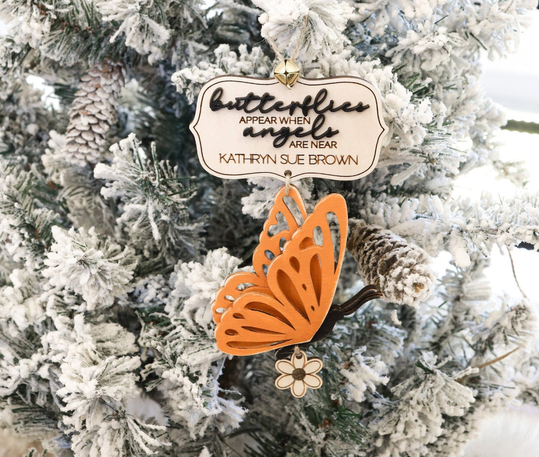 Butterflies appear when angels are near- personalized memorial ornament