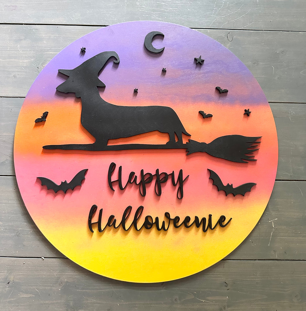 Happy Halloweenie Door Hanger