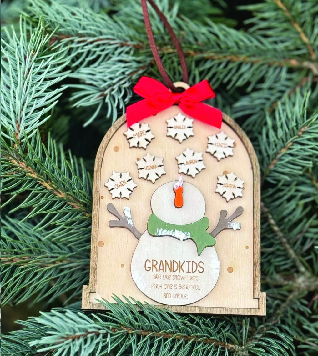 Grandkids Snowman Ornament