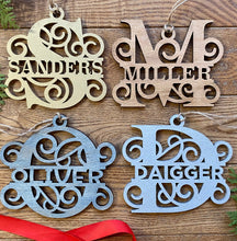 Load image into Gallery viewer, Monogram Last Name Ornament
