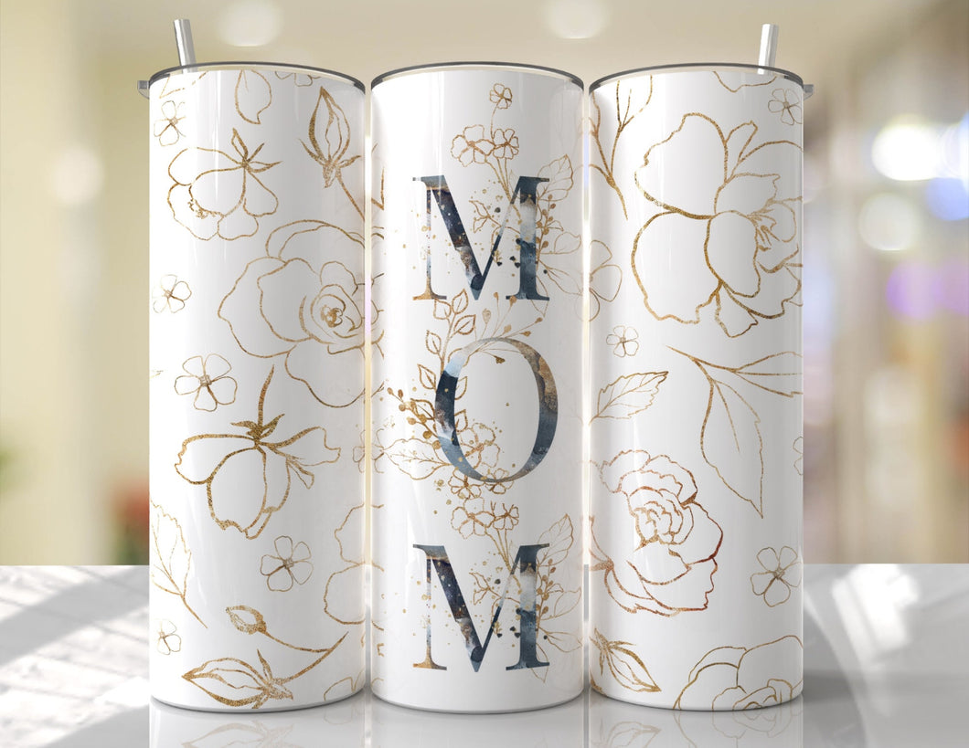 Mom Mothers Day Tumbler (gold floral)