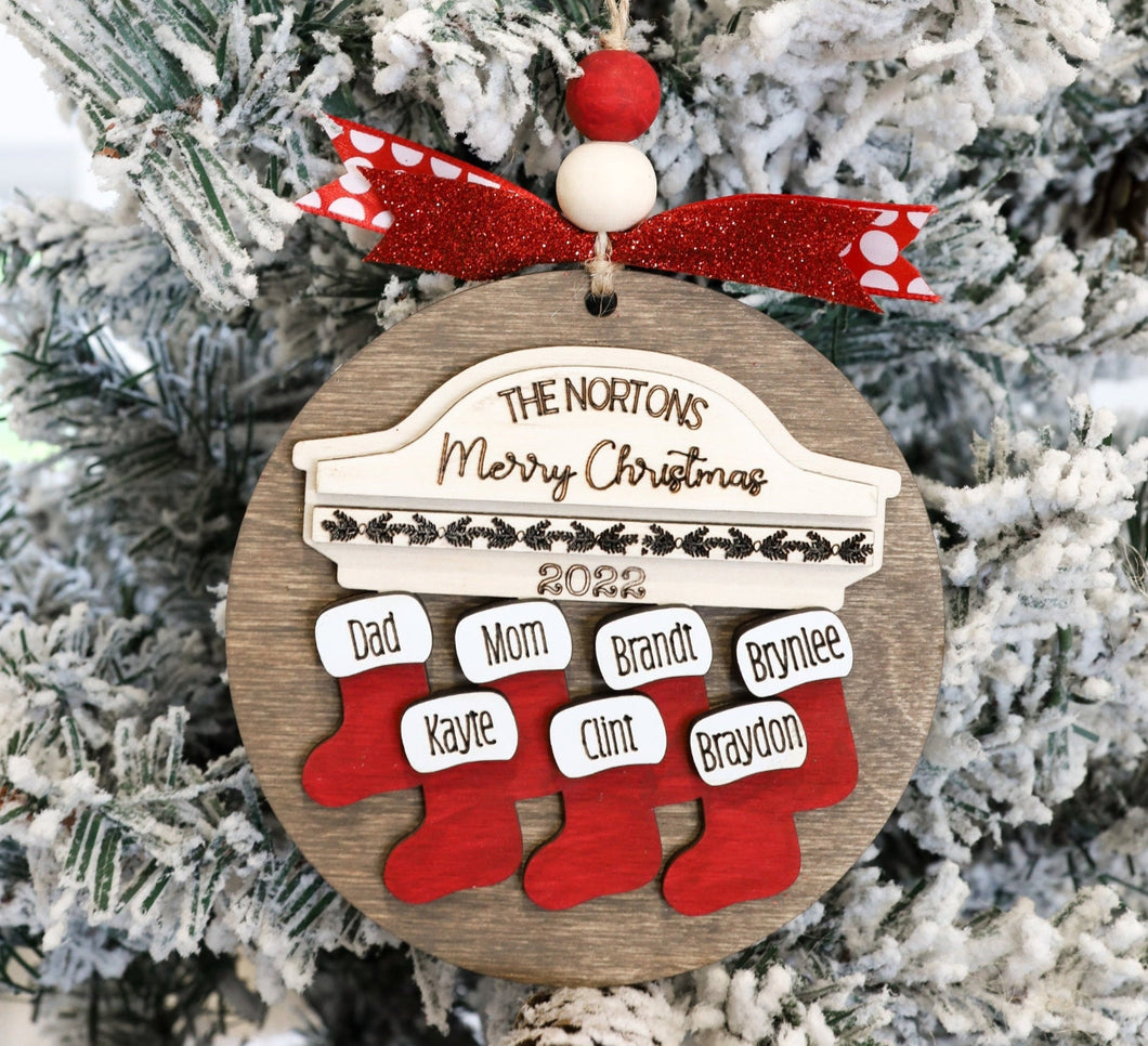 Stocking Family Ornament- Backer