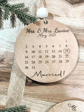 Load image into Gallery viewer, Mr. and Mrs. Married Ornament with wedding date
