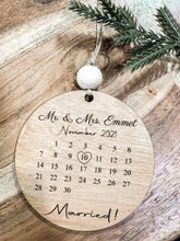 Load image into Gallery viewer, Mr. and Mrs. Married Ornament with wedding date
