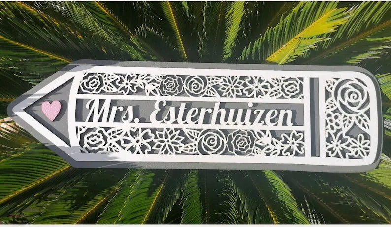 Wooden Pencil Sign- Floral