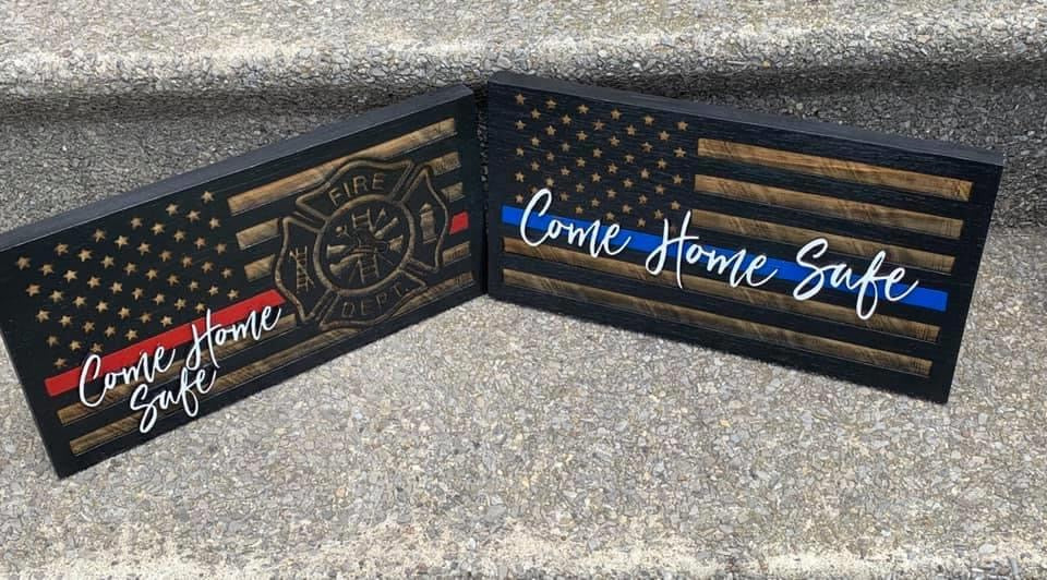 Come Home Safe Engraved Flag