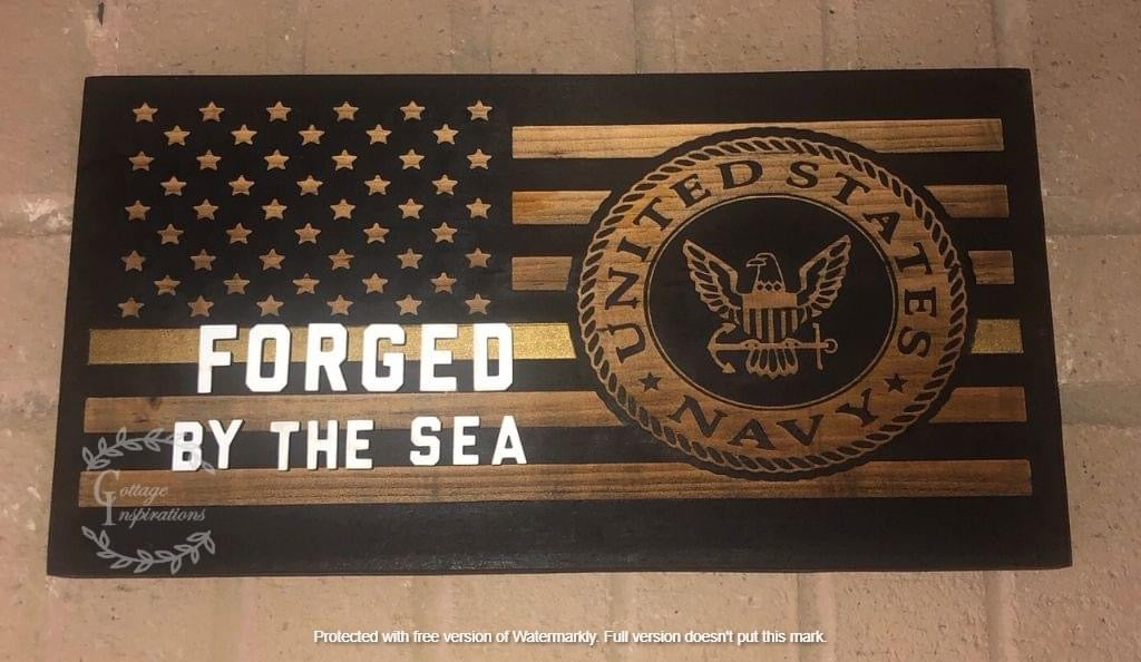 Engraved Flag- Navy