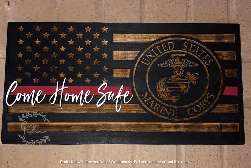 Engraved Flag- Marine Corps