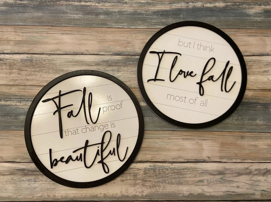 I love fall round sign set