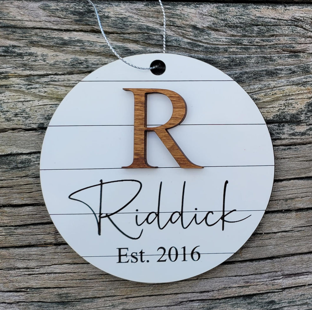 Last Name Shiplap Ornament